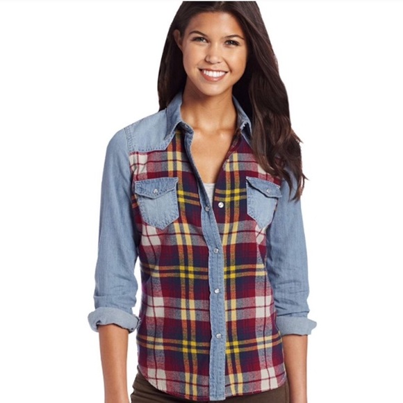 Vanilla star ⭐️ plaid & denim shirt - Picture 1 of 8